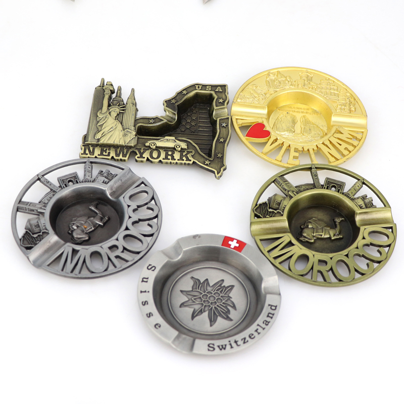 Factory Custom Vintage Zinc Alloy Tourists Souvenir 3D Cigar Pocket Metal Ashtray