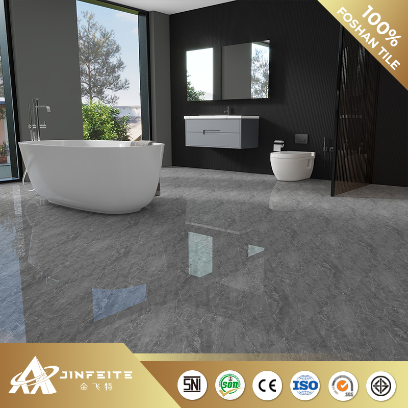 Dark Grey High Gloss Marble Tile Luxury Design for Bathroom 60*60cm Cheap Price