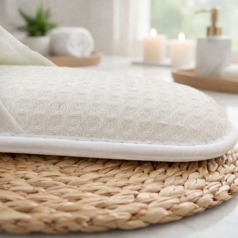 Wholesale Disposable Hotel Waffle Slippers with Anti-Slip EVA Sole and Individual Packaging