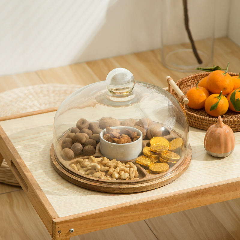 Best Selling Japanese Acacia Wood Snack Dry Fruit New Year Candy Tray