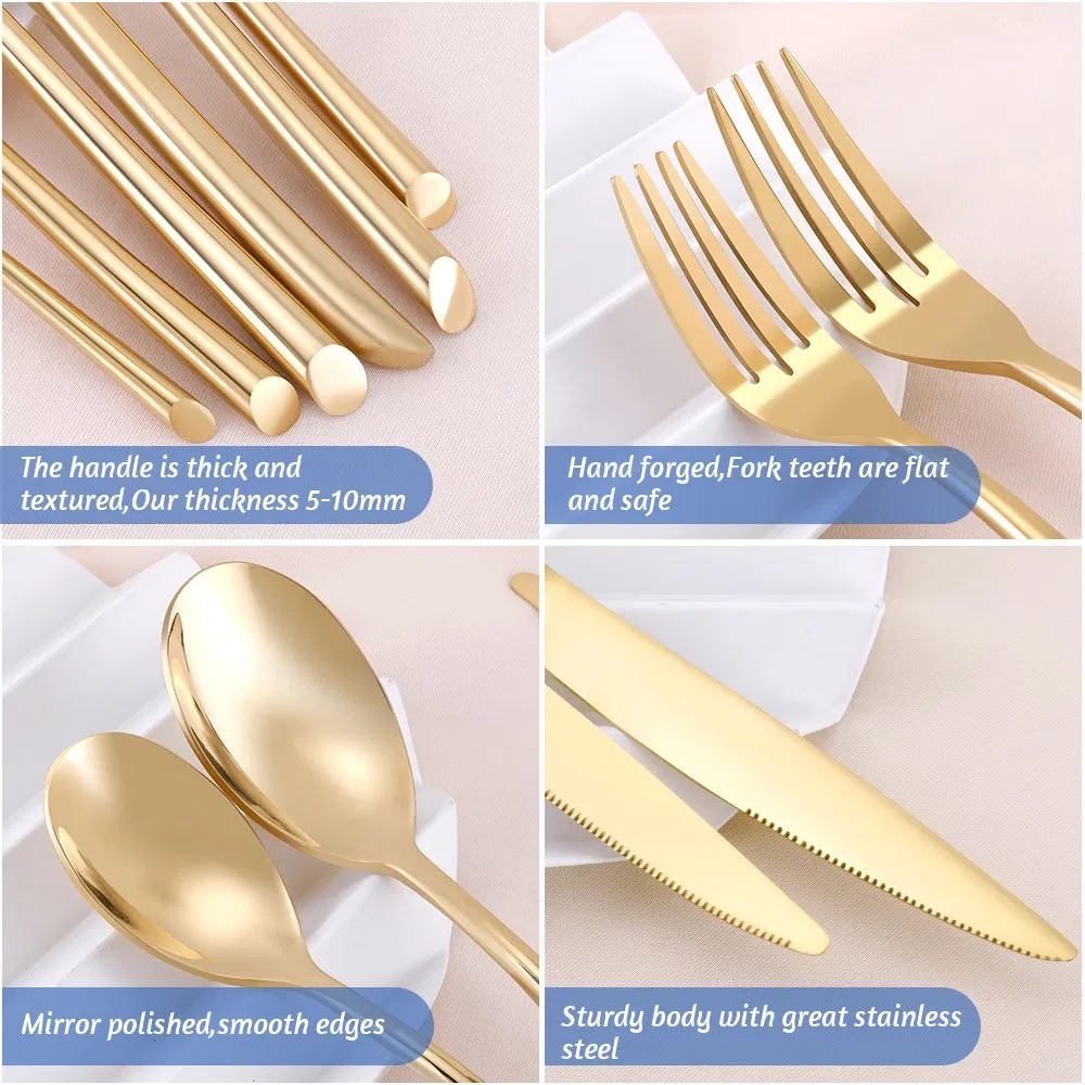 in Stock Gold Cutlery Set Stainless Steel Silverware Set for Wedding