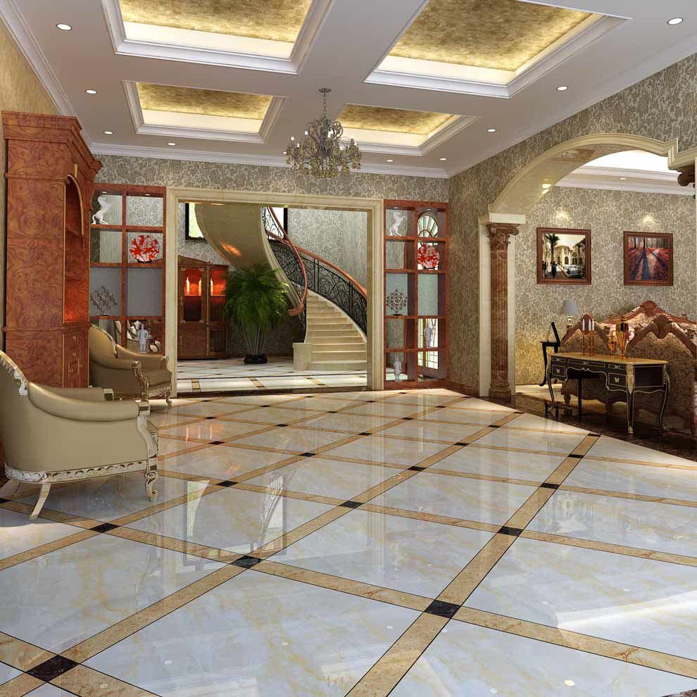 Mediterranean Style Villa Indoor Floor Glazed Polished Porcelain Tile