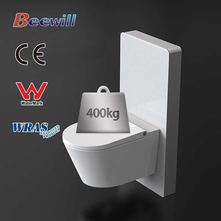 Dual Flushing Wall-Hung Wc Toilet Bidet Sprayer White Glass Cistern Sanitary Ware