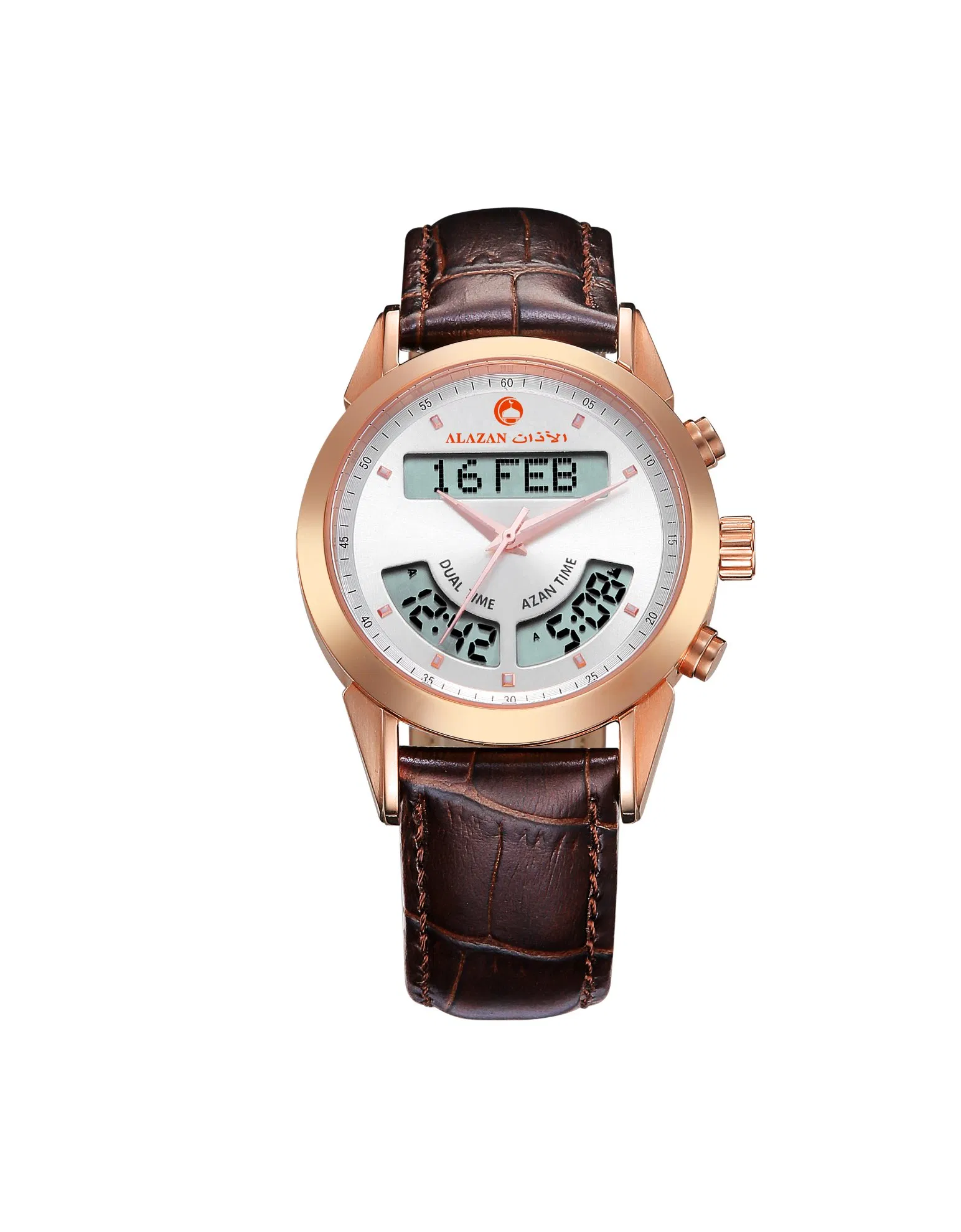 Elegant Digit-Analogue Azan Watch for Ladies