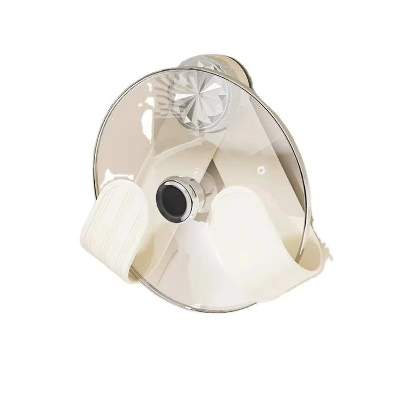 Cream Suction Cup Non Perforated Wall Mounted Adjustable Pot Lid Storage Rack