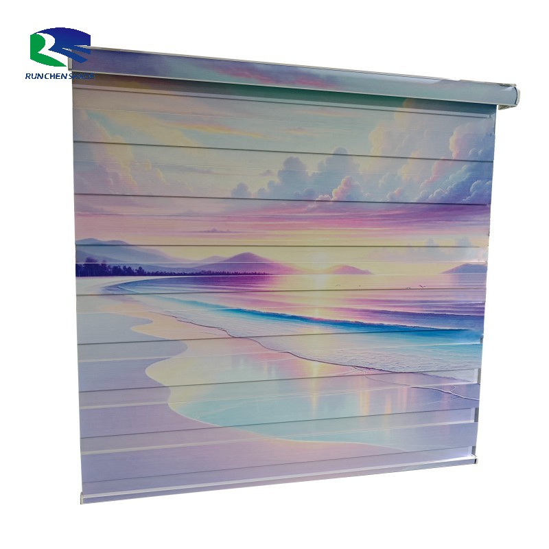 WiFi Smart Wireless Roller Shades Printed Zebra Pattern Blinds Windows Electric Fabric Automatic Rolling Vertical Sun Pattern