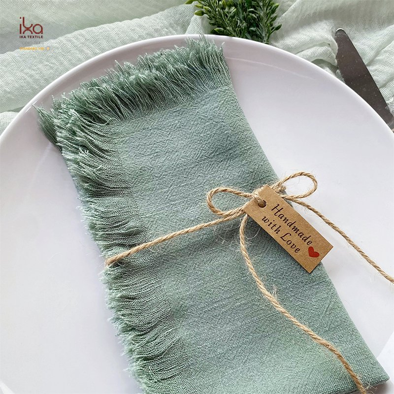 Wedding Party Beverage Decorative Personalized Dinner Logo Cotton Linen Cloth Custom Printed Table Napkins with Embroidery