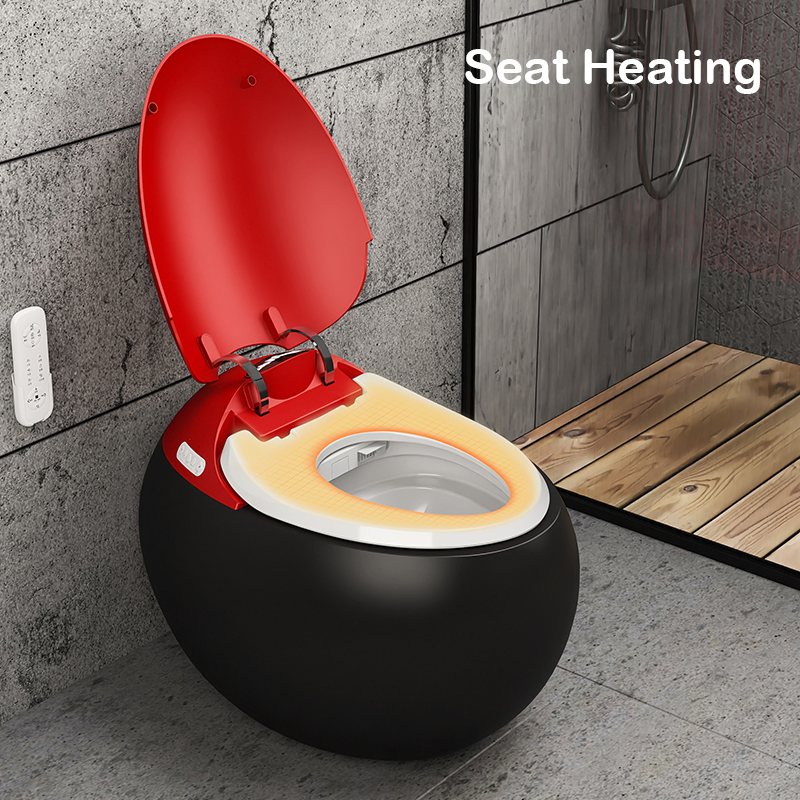 Black Red Egg Electric Toilet Bowl Automatic Flip Lid Intelligent Smart Toilet