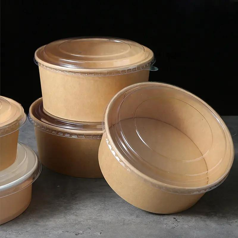 Wholesale Disposable Kraft Paper Soup Bowls Kraft Bowl 1000 Ml Ith Lid
