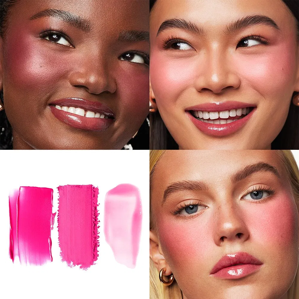Manufacturers Private Label Fashion Makeup Pigment Blush Double Color Palette Lip Cheek Pink Cream Powder Blush