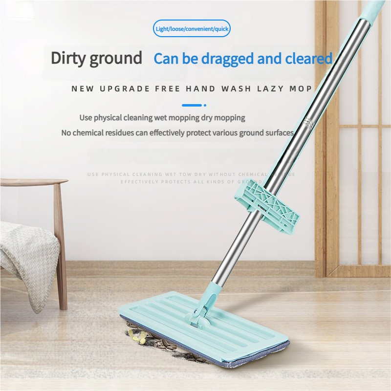 Efficient Flat Mop Stainless Steel Handle Microfiber Pad Home Cleaning Mop