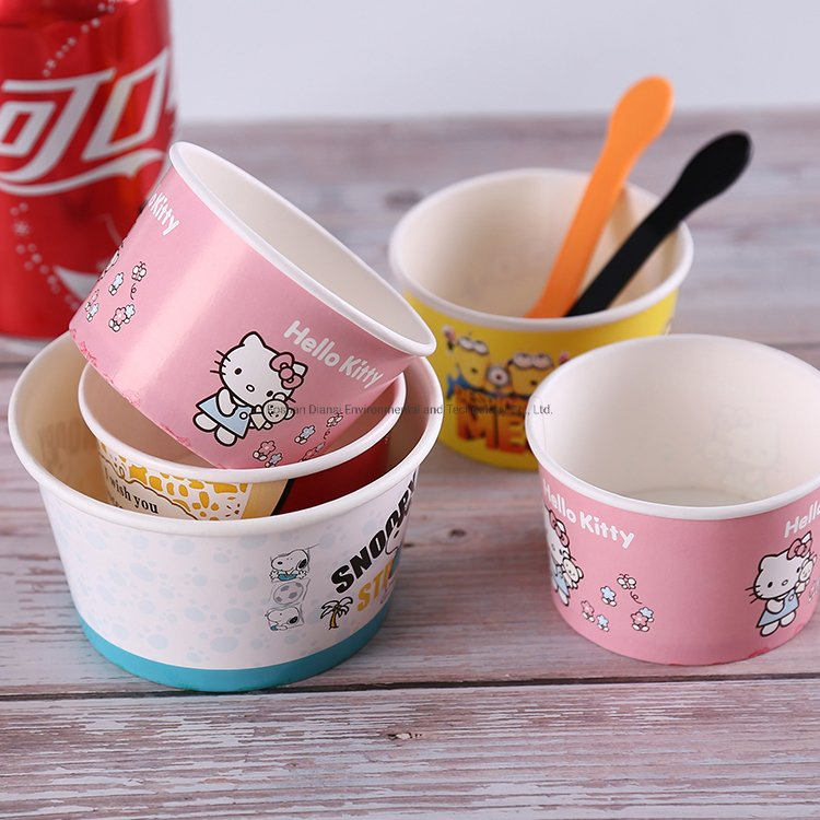 6oz8oz12oz16oz Disposable Noplastic Ice Cream Paper Cup with Plastic Flat Lids
