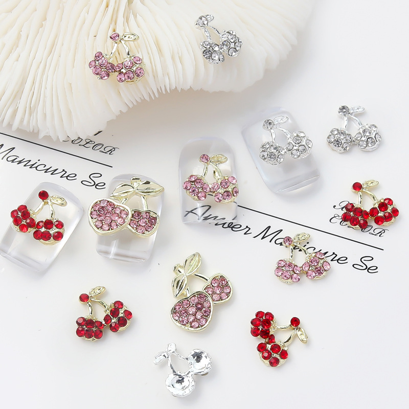 3D Cherry Nail Rhinestones Acrylic Nails Jewelry Nail Art Craft Supplies