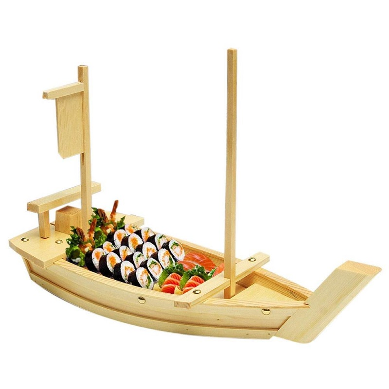 Japanese Style Wooden Sushi Boat/ Serving Tray for Sushi Restaurant