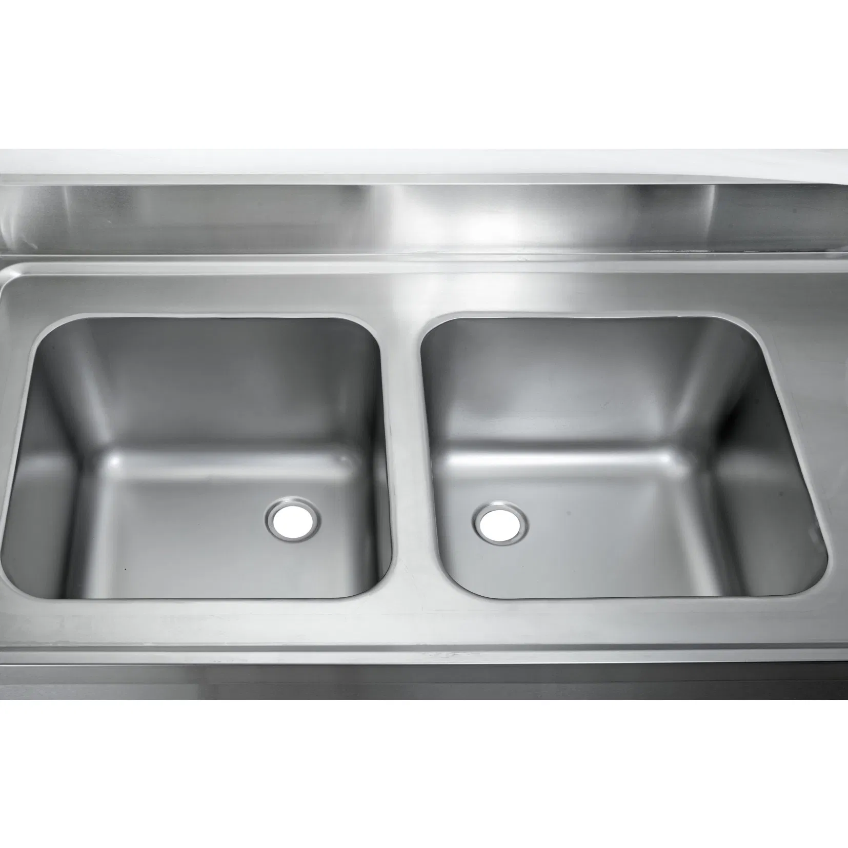 Square Leg Dishwasher Sink with Double Right Basin and Singleleft Storage Surface