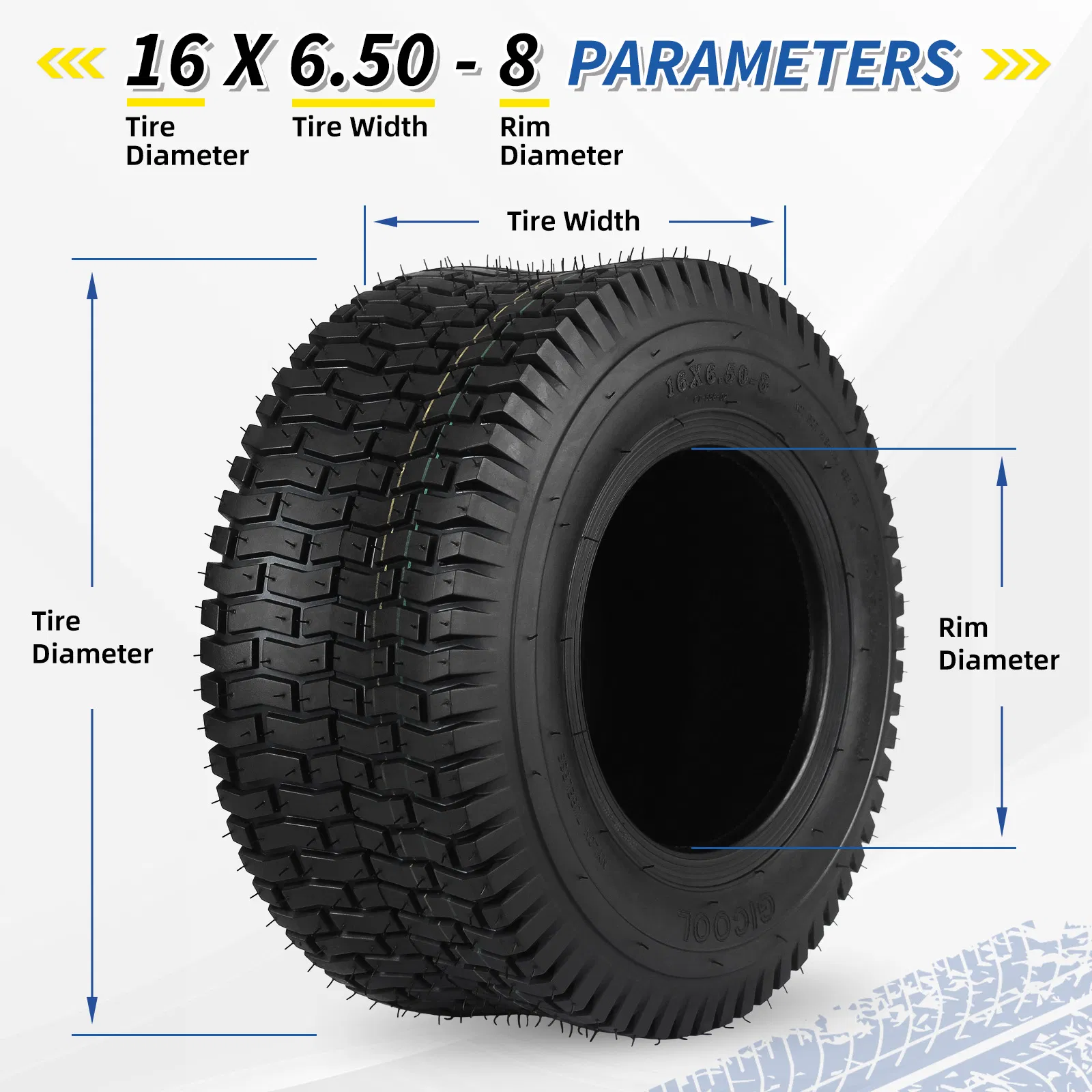 16x6.50-8 Грунтозацепная шина для газонокосилки, безкамерная