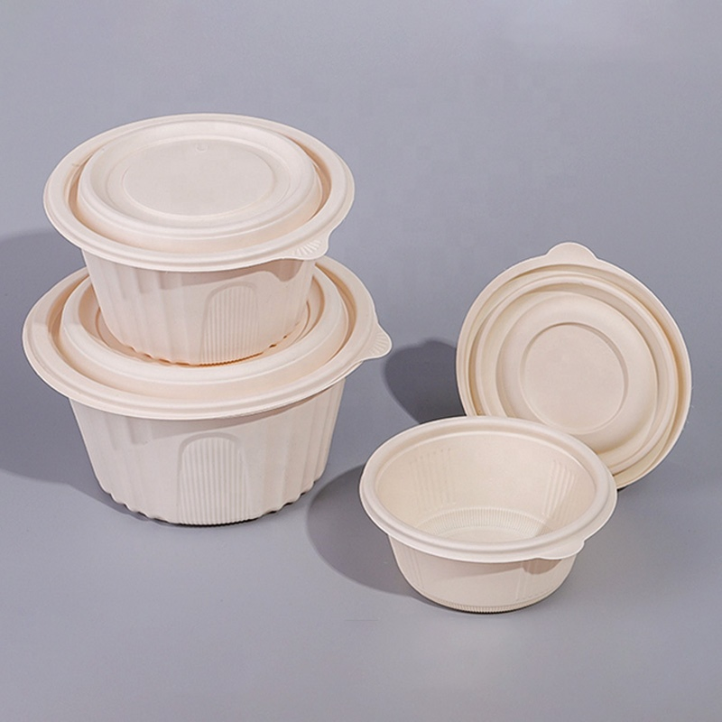 Round Disposable Cornstarch Soup Bowl with Lid