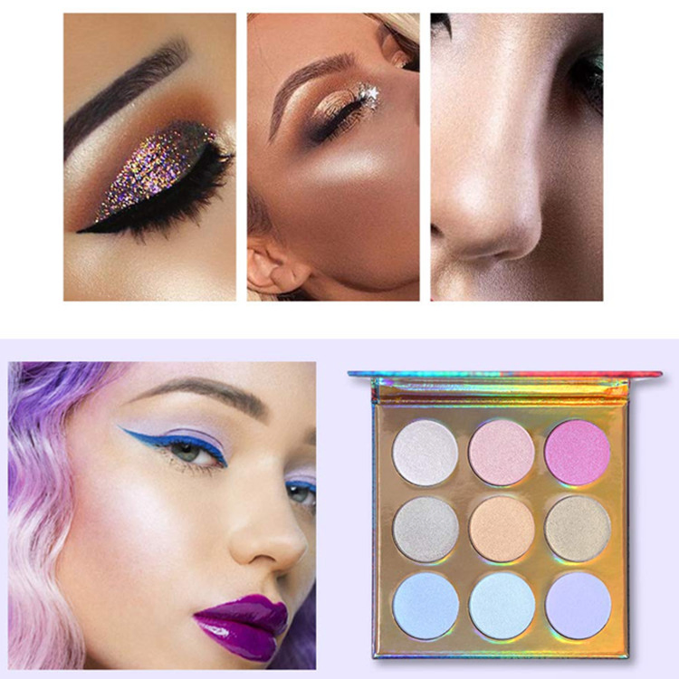 Custom Advanced Kaleidoscope Holographic Highlighter Makeup Palette Kit with Mirror Cosmetics