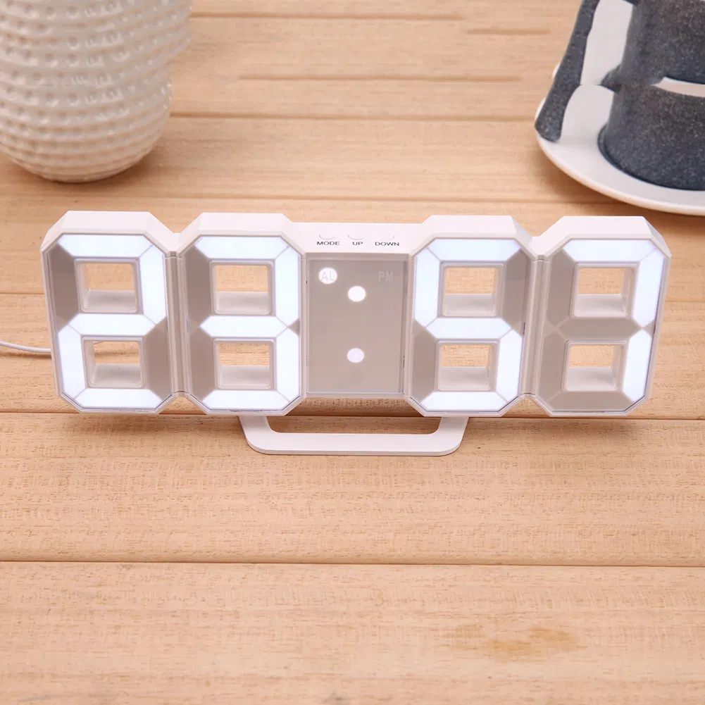 3D LED Table Clock Calendar Thermometer Display Office Electronic Watch Digital Desk Clocks