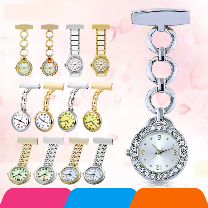 Factory Price Quartz Metal Nurse Watch with Diamonds Nursing Pocket Watch