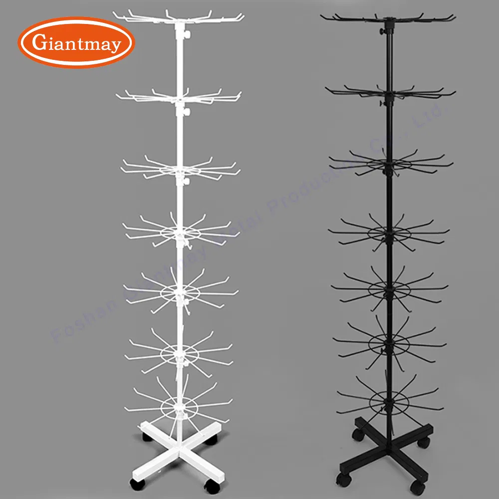 Retail Metal Wire Hanging Hooks Display Socks, Slipper, Jewellery Floor Rotating Stand