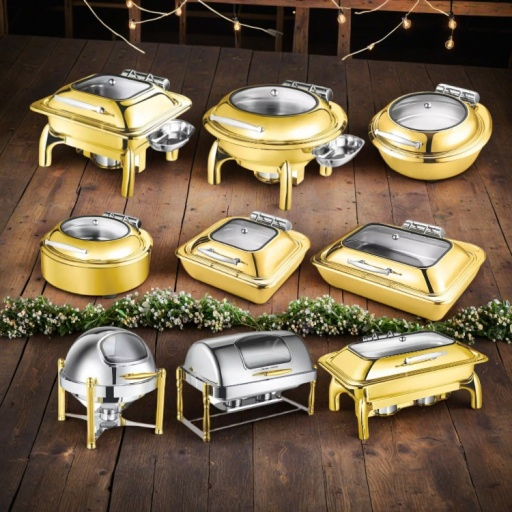 Commercial RM Small Best Price Modern Silver Portable Beautiful Half Size Gold 6 Qt Used Serving Unique Rectangular Decorative Flameless Chafing Dishes for Sale