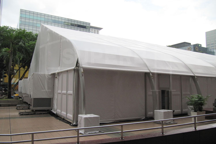 40m Large Clear Span Curve Tents Trial Assembly