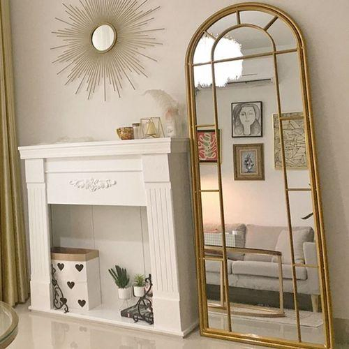 Black Metal Wall Frame Mirror Hanging Frame Decorative Mirror for Living Room