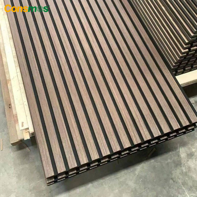 Construction Material Sound Proof Ceiling Sound Absorbing Wooden Design Pet Acoustic Slat Wall Panel