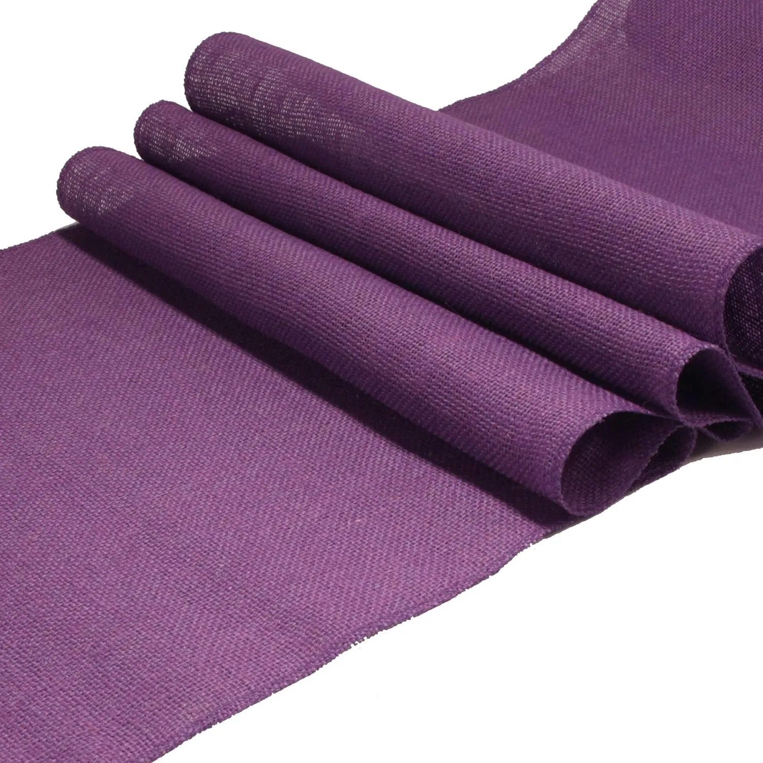 Purple Overlocked Party Decor Jute Table Cloth