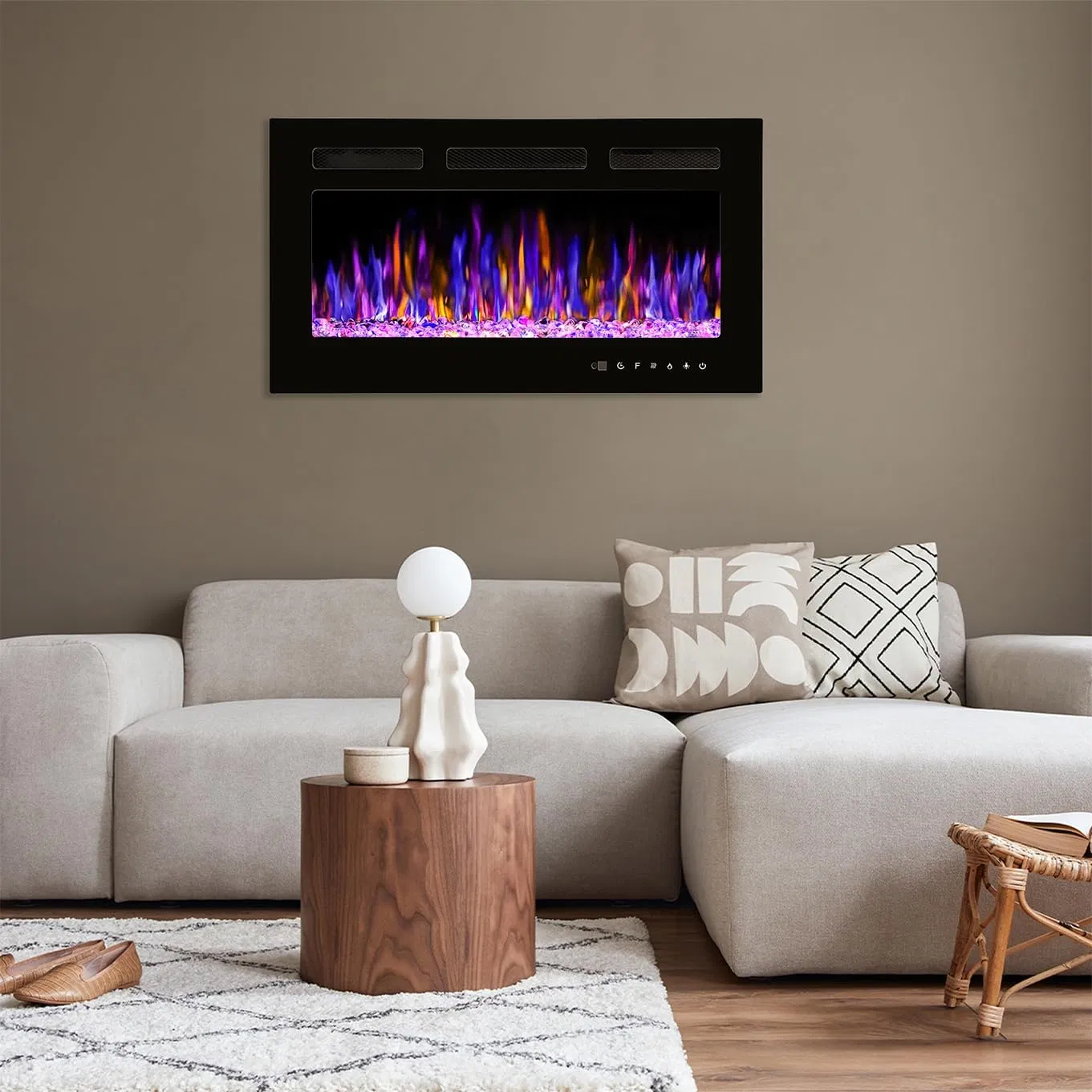 High Quality Best Decorative Flame Wall Mounted Recessed LED Heater Electric Fireplaces