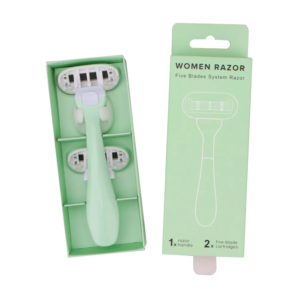 Five Blades Women Razor Shaving Tool with 2 Moisturising Cartridges