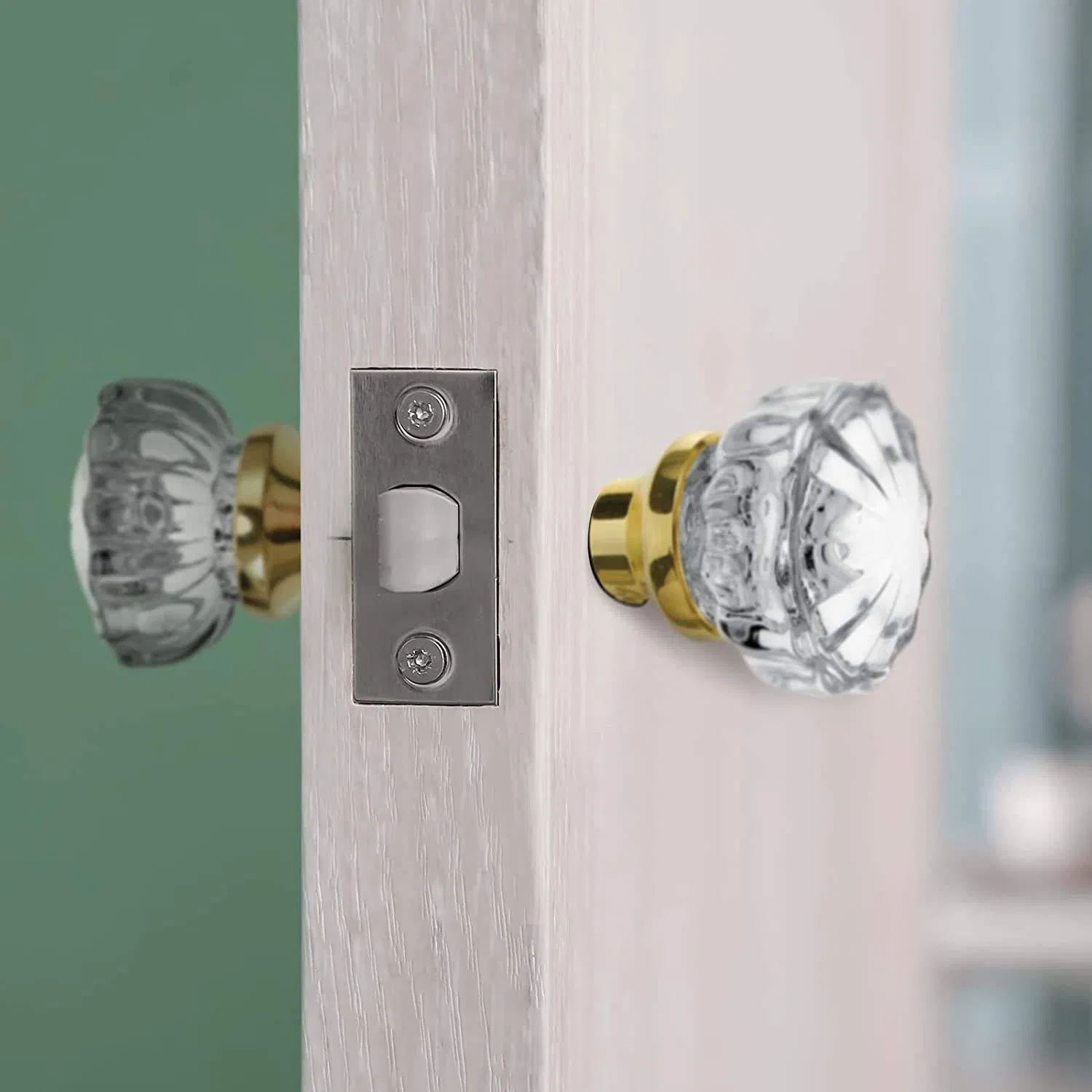 Heavy Duty Crystal Glass Knob Lever Handle Quick Release Security Function for Door Lock Zinc Alloy