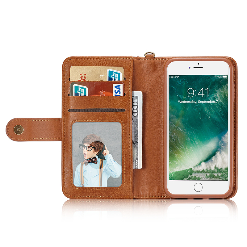 Кожаный чехол-кошелек для iPhone 6/7/X с держателем карт