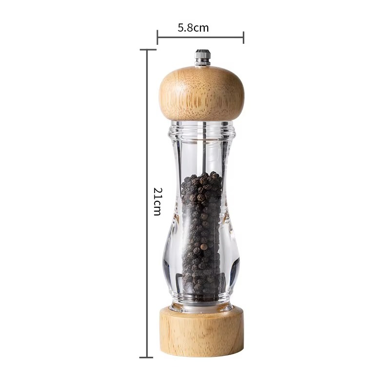Plastic Oak Pepper Grinder Manual Creative Transparent Portable Eco-Friendly Durable Boxed Pepper Mill Sichuan Pepper Powder Sea