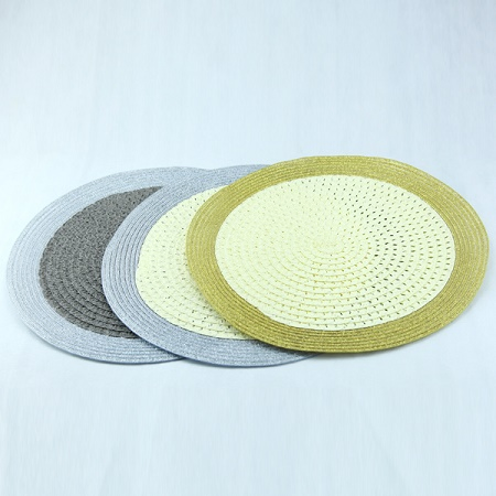 Round Durable 15 Inch Woven Gold or Silver Placemats