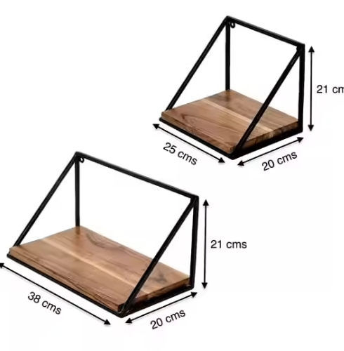 Wm-9 Corner Shelf Wall-Mounted Corner Floating Shelf 3 Layers of Wooden Hanging Display Rack Kitchen Organizer
