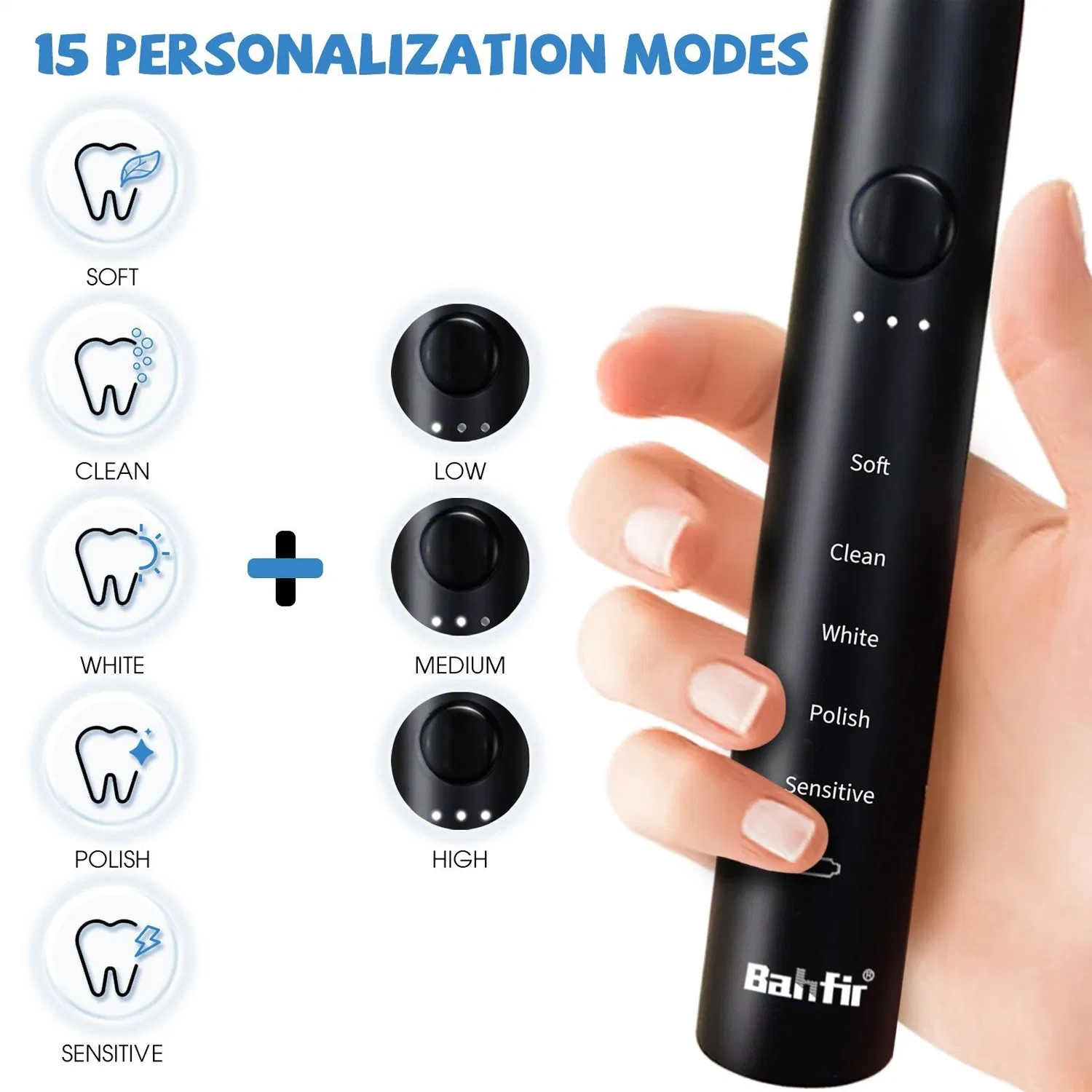 Electric Toothbrush for Adults and Kids with 6 Replacement Brush Heads Travel Case