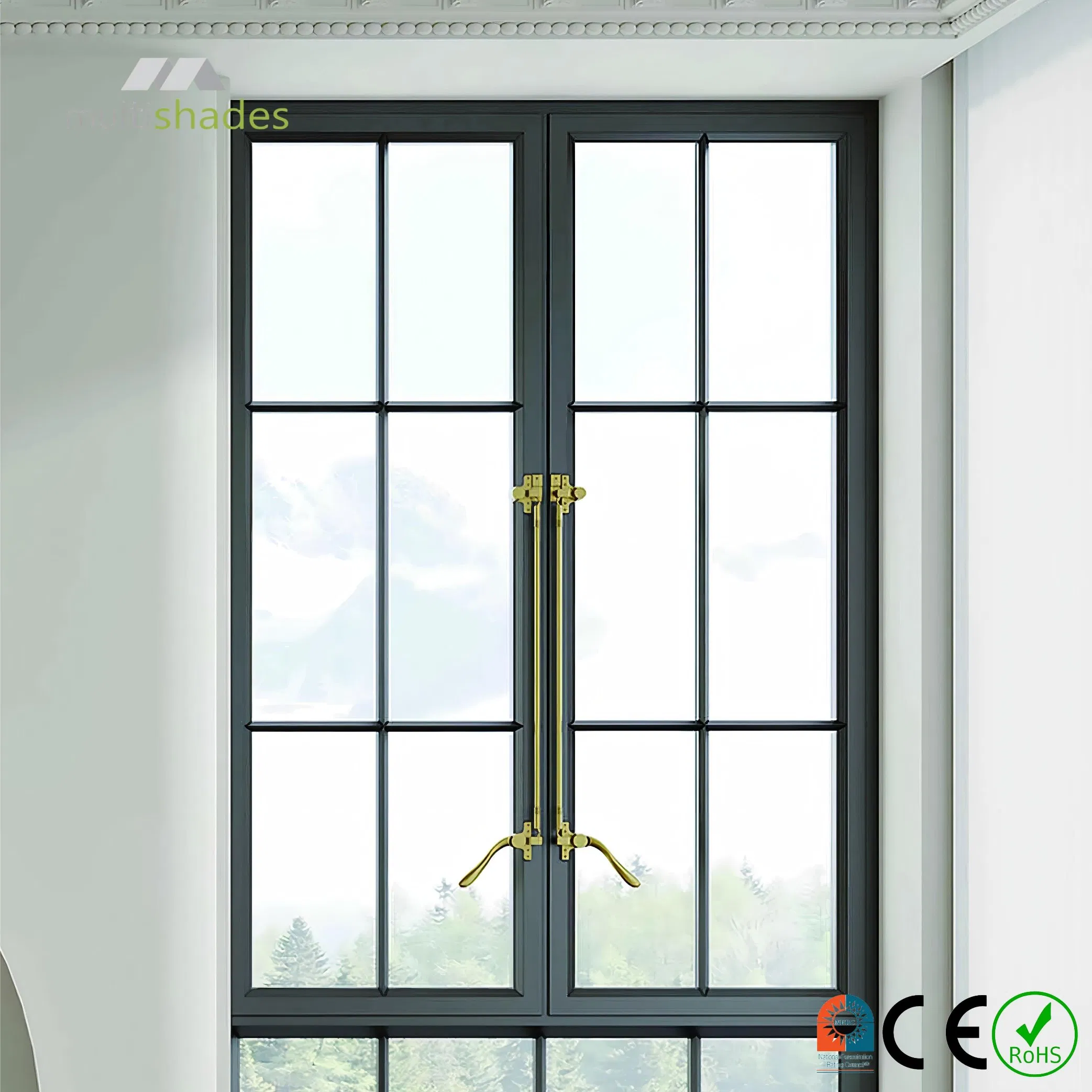 Французское алюминиевое окно MID-Century с ретро-решетками