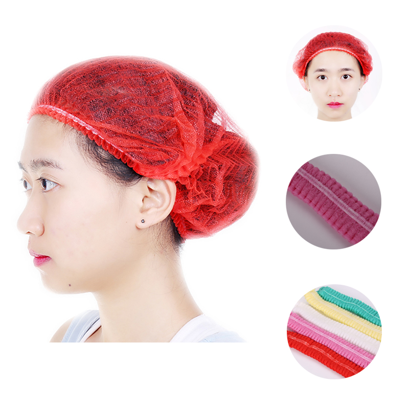 Disposable Cap Food Factory / SPA / Personal Care Head Cover Non Woven Disposable Double Elastic Clip Cap Mob Cap Hairnet