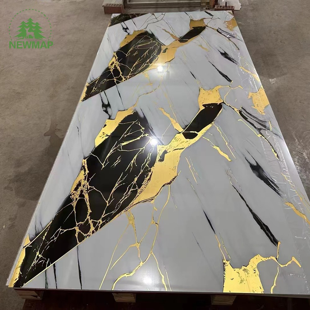 High Glossy 3D Printing UV Coated Gilding PVC Marble Sheet for Interior Wall Panel