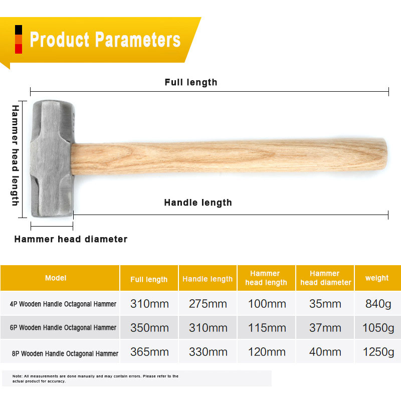 Hand Tool Wooden Handle Octagonal Hammer