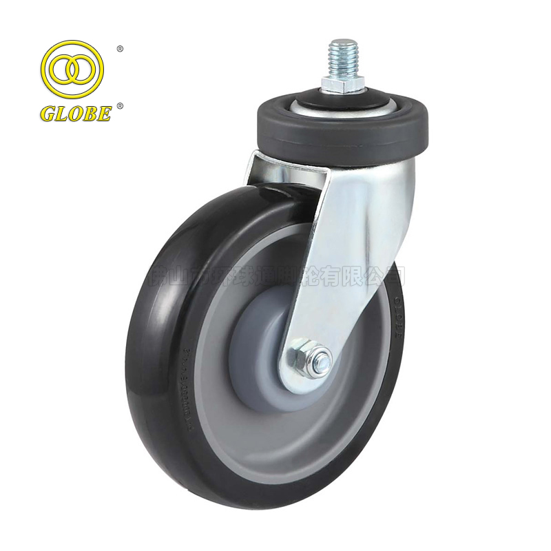 Replacement Supermarket Standard Supermarket Caster Wheel Threaded Stem Type Polyurethane Shopping Castor