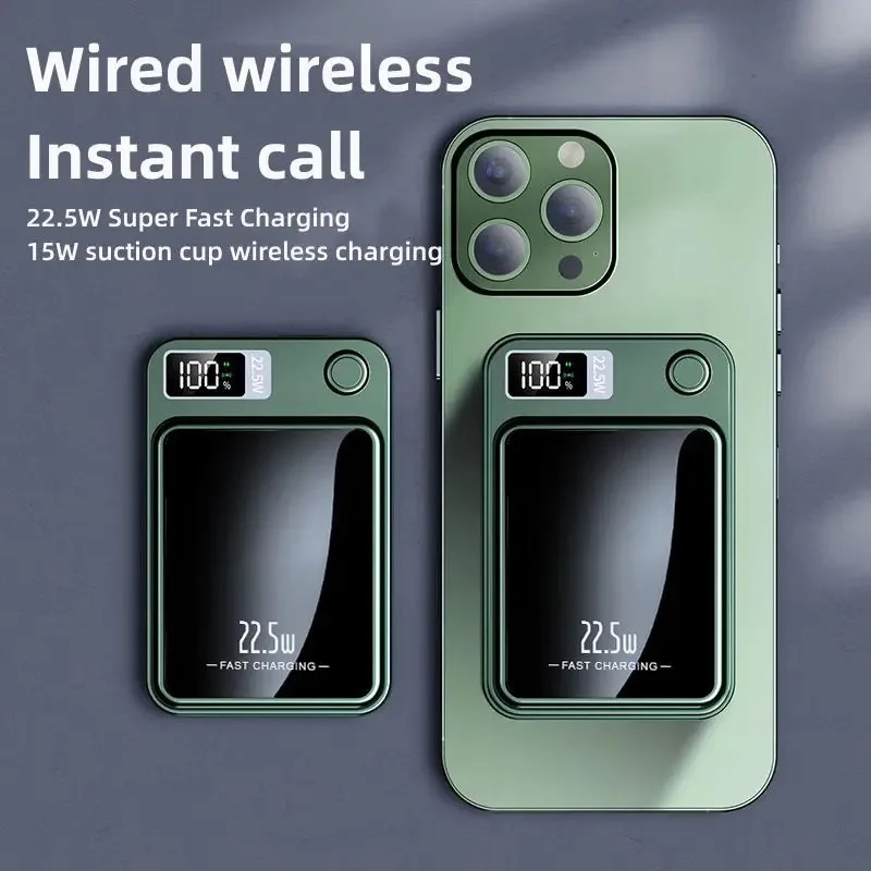 Магнитный пауэрбанк 10000 мАч с беспроводной зарядкой