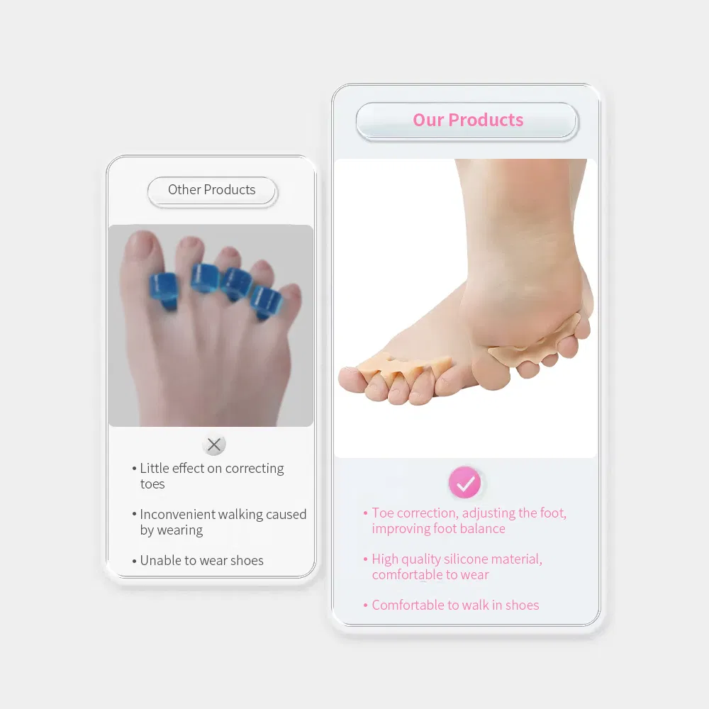 3 Holes Soft Silicone Medical Foot Care Toe Separator Relieve Foot Pain Bunion Corrector