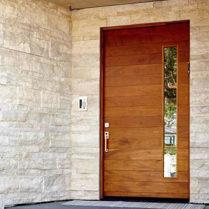 Customized Modern Solid Wood Exterior Door Timber Entrance Doors Residential Front Pivot Door