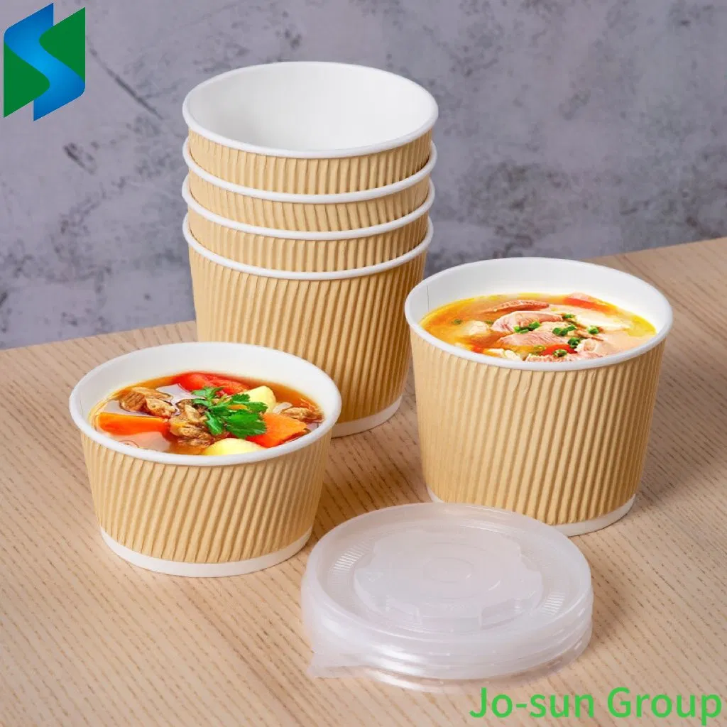Jo-Sun Disposable Recyclable Kraft Corrugated Bowl and Soup Bucket