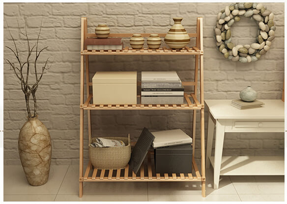 Modern Indoor Wholesale Wall Shelves Pine Beech Bamboo Wood Plant Stand