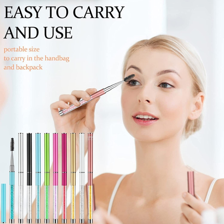 10 Colors Spiral Crystal Micro Mascara Wands Tube Lash Extensions Cleaning Spoolie Reusable Eyelash Cleansing Brush with Cover