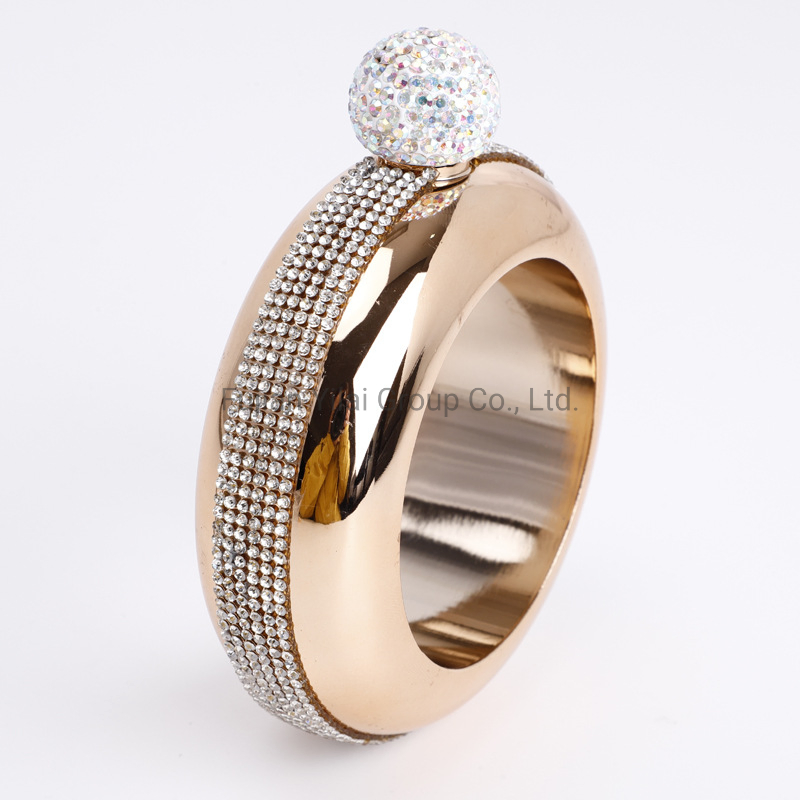 3.5oz Bracelet Bangle Flask 304 Stainless Steel with Handmade Crystal for Women Girls Dance Birthday Party Club Bar